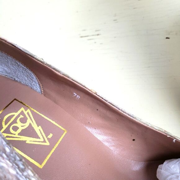 Women's Vintage Unqiue QC Pink Pastel Snake Skin Inspired Short Heels Size 7B - Picture 10 of 12